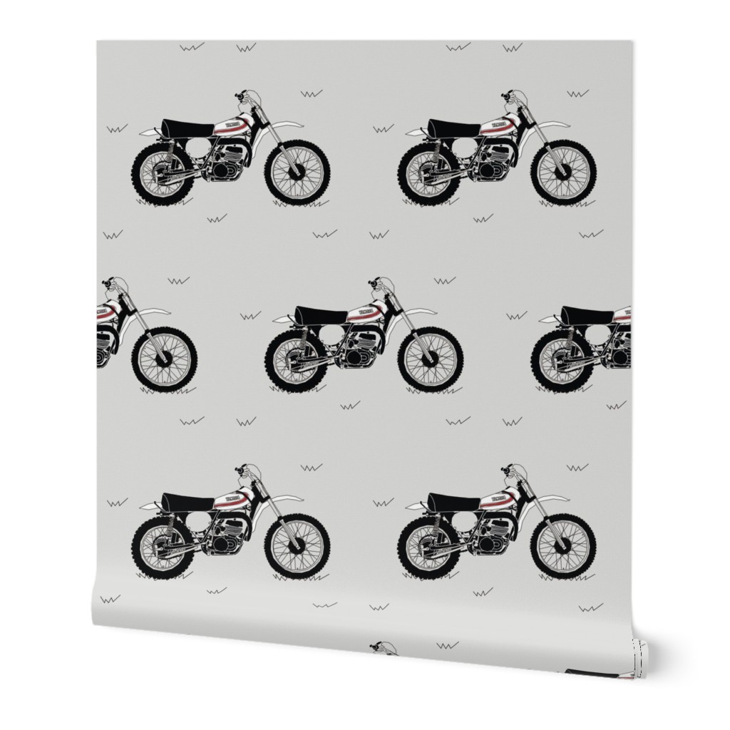 ancien, classique, motocross, moto Papier peint | Spoonflower