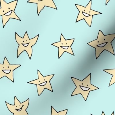 happy stars on baby blue