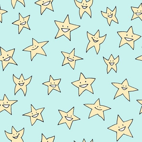 happy stars on baby blue