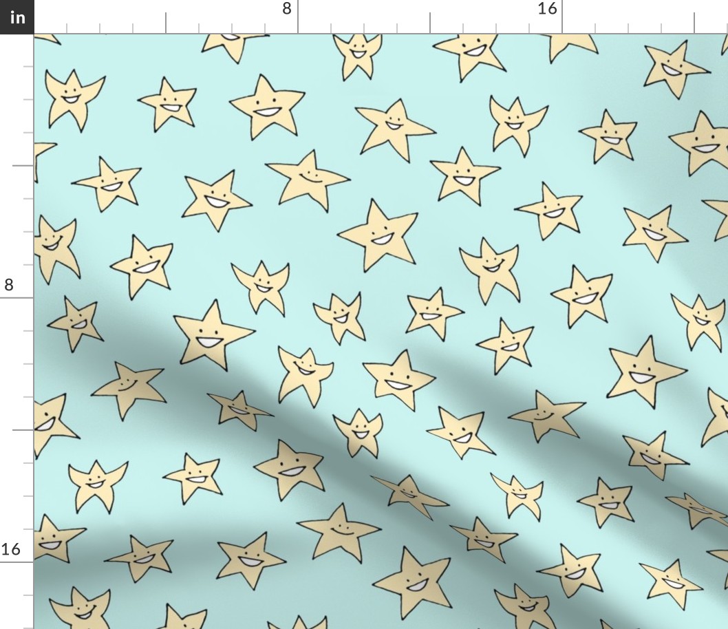 happy stars on baby blue