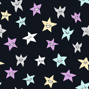 happy stars on blue-black