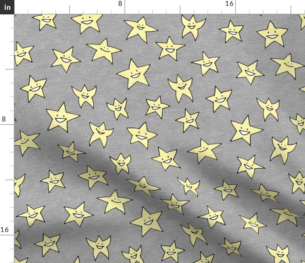 happy stars on grey