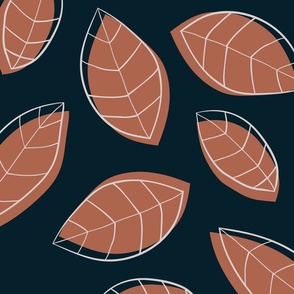 Leaf Abstract Brown Navy White