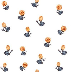 Little RoseBuds, Orange on White