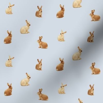 caramel bunnies on grey, wide spaced