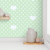 Polka Dot and Heart Soft Green