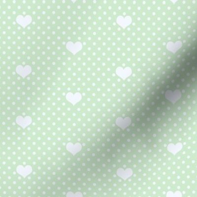 Polka Dot and Heart Soft Green