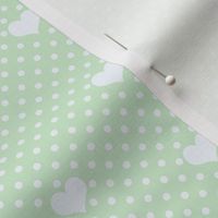 Polka Dot and Heart Soft Green