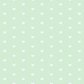 Polka Dot and Heart Soft Green