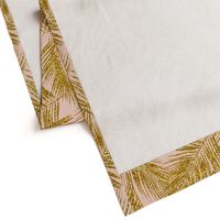 gold glitter palm leaves - blush, large. silhuettes faux gold imitation tropical forest blush background hot summer palm plant leaves shimmering metal effect texture fabric wallpaper giftwrap