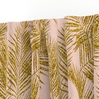 gold glitter palm leaves - blush, large. silhuettes faux gold imitation tropical forest blush background hot summer palm plant leaves shimmering metal effect texture fabric wallpaper giftwrap