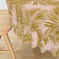 gold glitter palm leaves - blush, large. silhuettes faux gold imitation tropical forest blush background hot summer palm plant leaves shimmering metal effect texture fabric wallpaper giftwrap