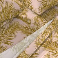 gold glitter palm leaves - blush, large. silhuettes faux gold imitation tropical forest blush background hot summer palm plant leaves shimmering metal effect texture fabric wallpaper giftwrap