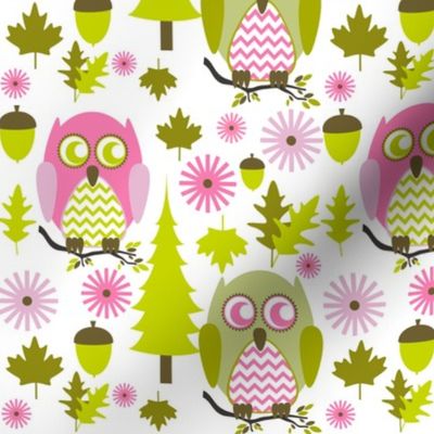 Pink & Green Owls
