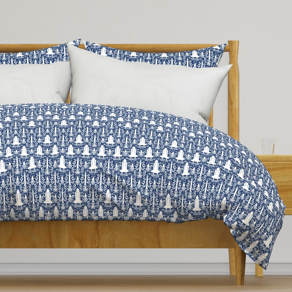 Rocket Science Damask (Navy and White)