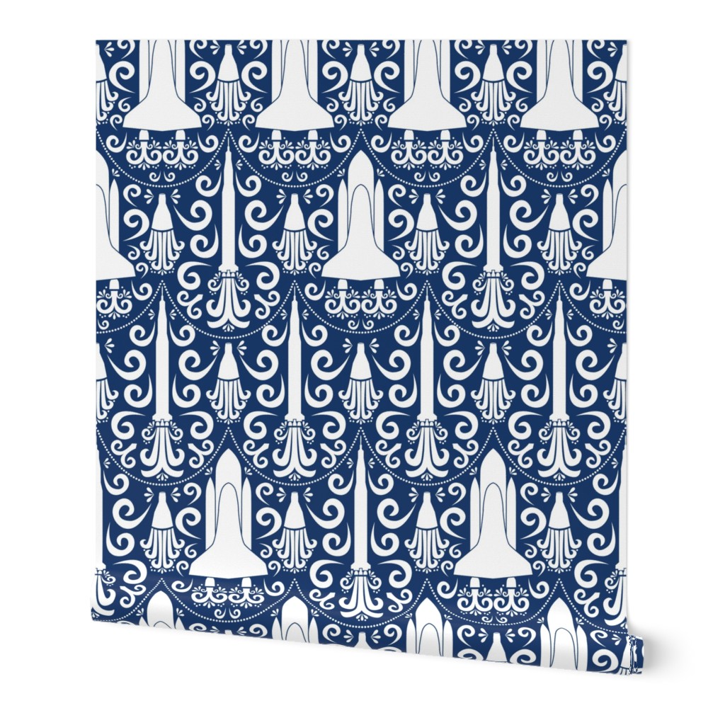 Rocket Science Damask (Navy and White)