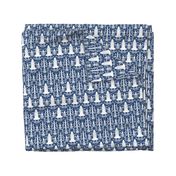 Rocket Science Damask (Navy and White)