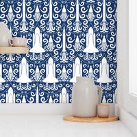 Rocket Science Damask (Navy and White)