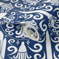 Rocket Science Damask (Navy and White)