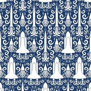 Rocket Science Damask (Navy and White)