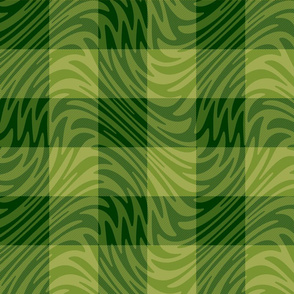 3" green gingham swirl