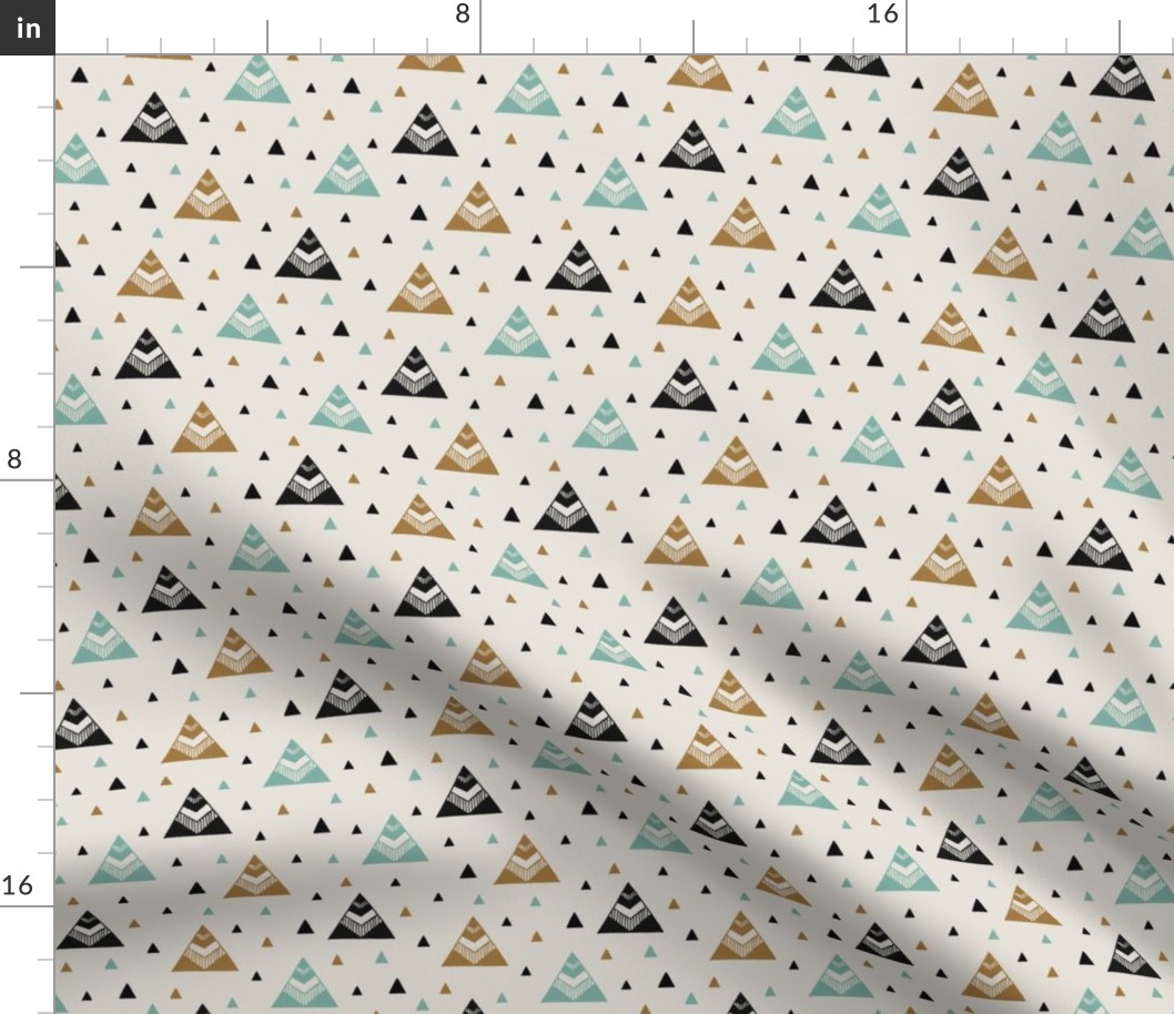 Chevron Triangles - Gold Mint