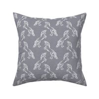 White Rearing Horse on Mid Grey Linen