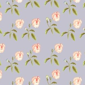 Pansy Meadow Peach, Green on Dove Grey