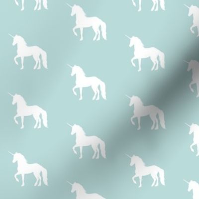 Prancing Unicorn on Sky Blue