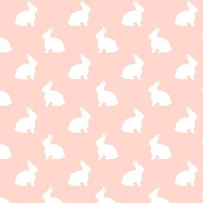 Fuzzy White Bunny on Pinky Peach