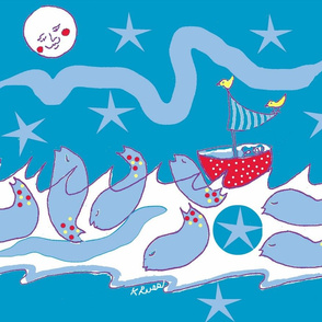 Whale Lullaby in Blue(Large)