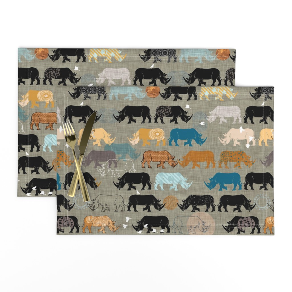 Ngorongoro Rhinos (Blue) MED 