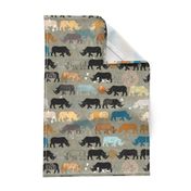 Ngorongoro Rhinos (Blue) MED 