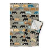 Ngorongoro Rhinos (Blue) MED 