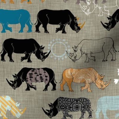 Ngorongoro Rhinos (Blue) MED 