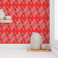 Sewing Scissors Argyle red on red