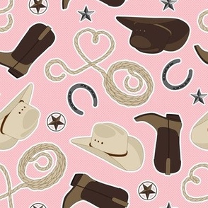 Cute Cowboy Theme Pattern Pink