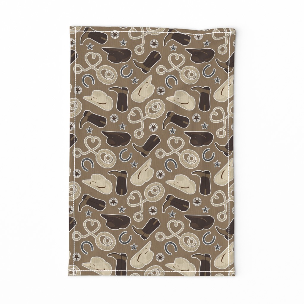 Cute Cowboy Theme Pattern Brown