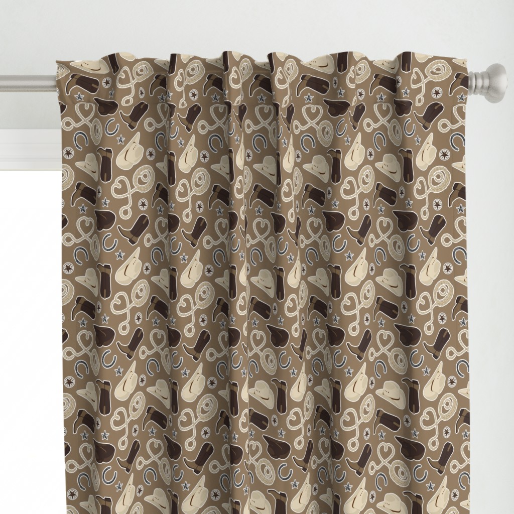 Cute Cowboy Theme Pattern Brown