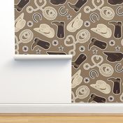 Cute Cowboy Theme Pattern Brown