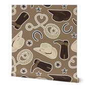 Cute Cowboy Theme Pattern Brown