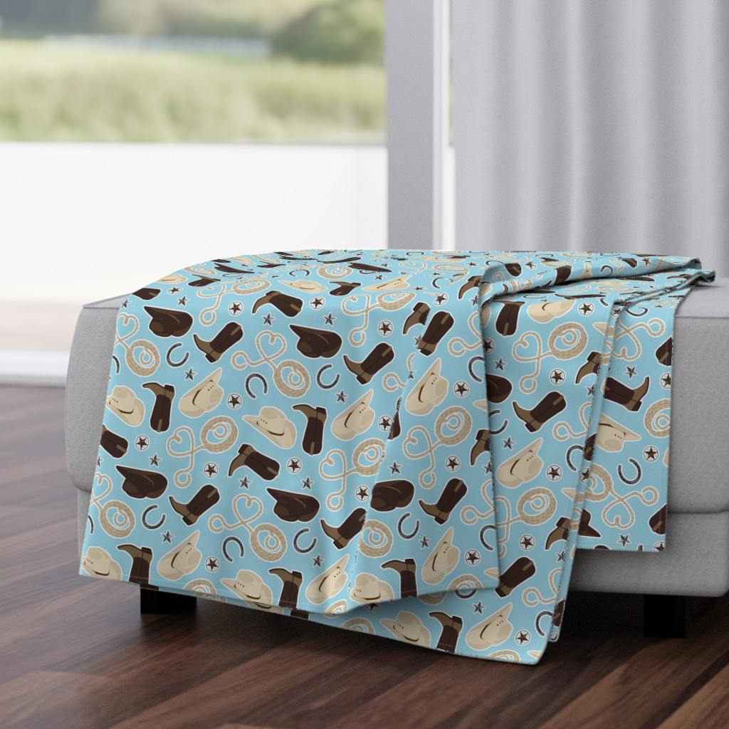 Cute Cowboy Theme Pattern Blue