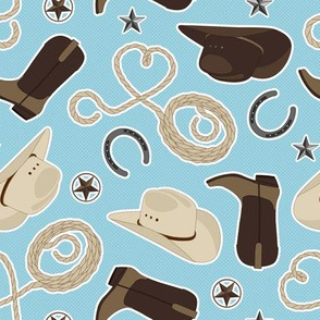 Cute Cowboy Theme Pattern Blue