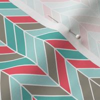 herringbone in red, teal, gray