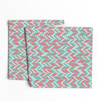 herringbone in red, teal, gray