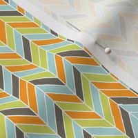 herringbone in orange, blue, green, and dark gray