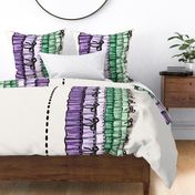 Trompe l'oeil ruffles border purple green