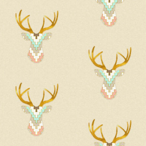 Telluride Deer in Bright Mint and Coral