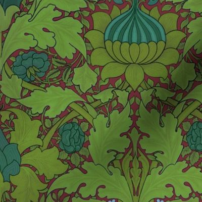 William Morris ~ St. James Damask ~ Seaside Garden on Puce