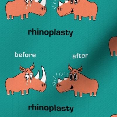 rhino rhinoceros rhinoplasty nose job, large scale, orange green